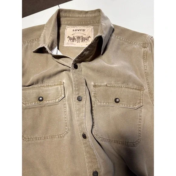 Levi's Copper Clothing Button Down Shirt Jacket Mens Medium Tan Cotton - Picture 7 of 13